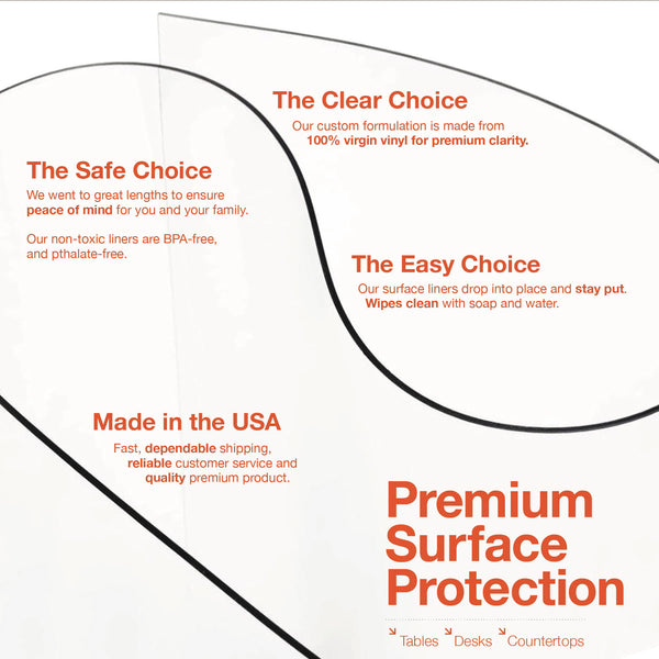 Promotional text for premium surface protection with clear, safe, and easy choices. Crystal